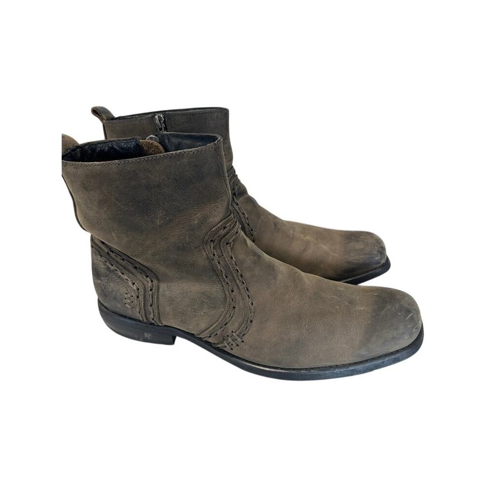 Bed Stu Revolution Distressed Leather Zip Ankle Moto Boots Gray Men’s 11.5